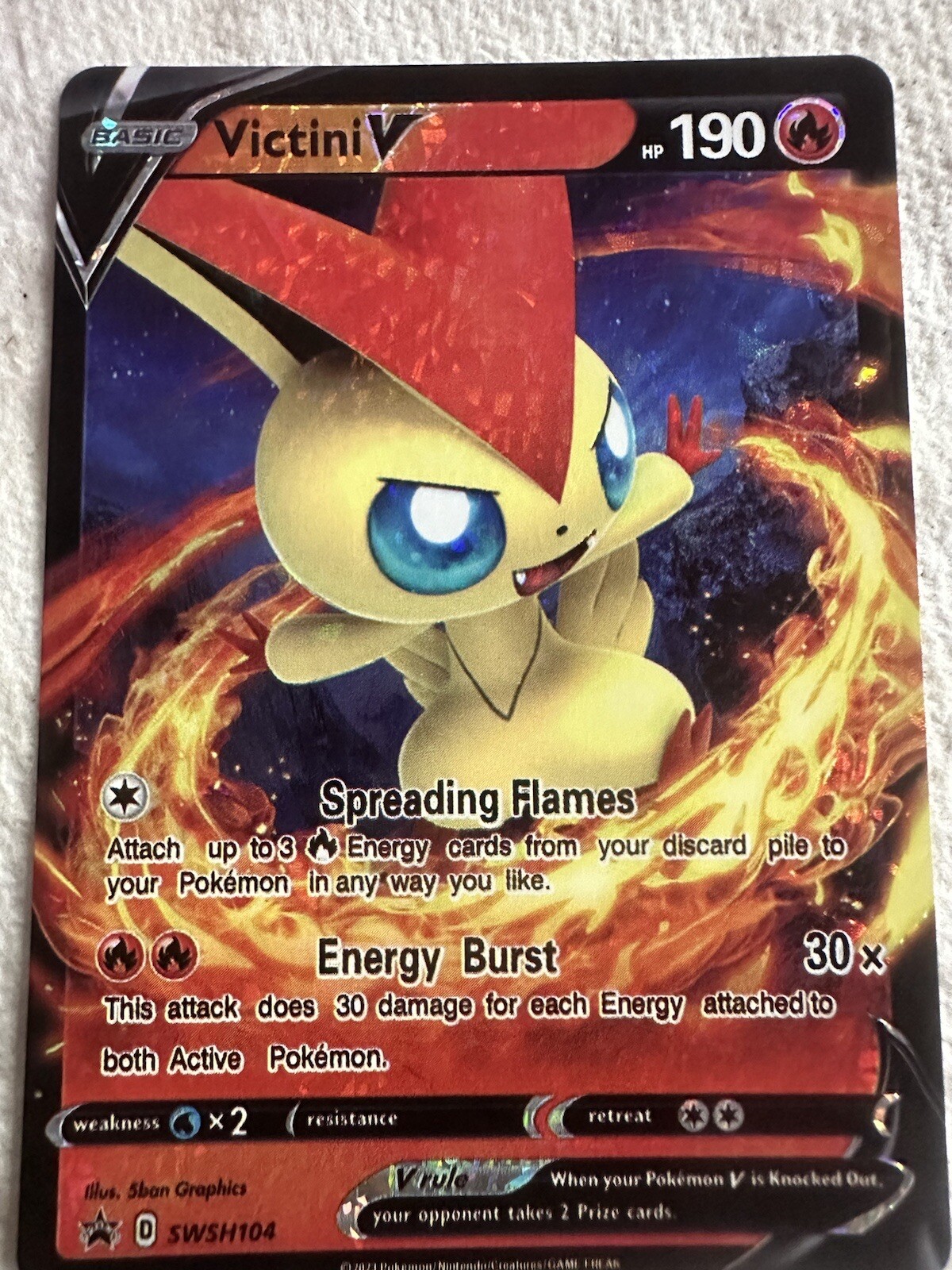 Pokemon  Foil Card Victini VMAX  Fan Art Card