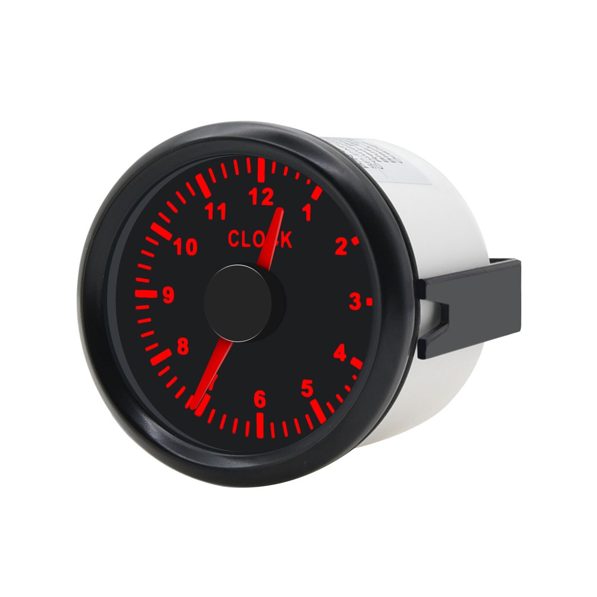 52mm 12V LED Car Clock Gauge - Waterproof, Red Backlight For Boat, Truck, Auto