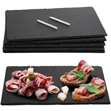 6PC Slate Cheese Board Set 12"x8" Charcuterie Board Serving Tray
