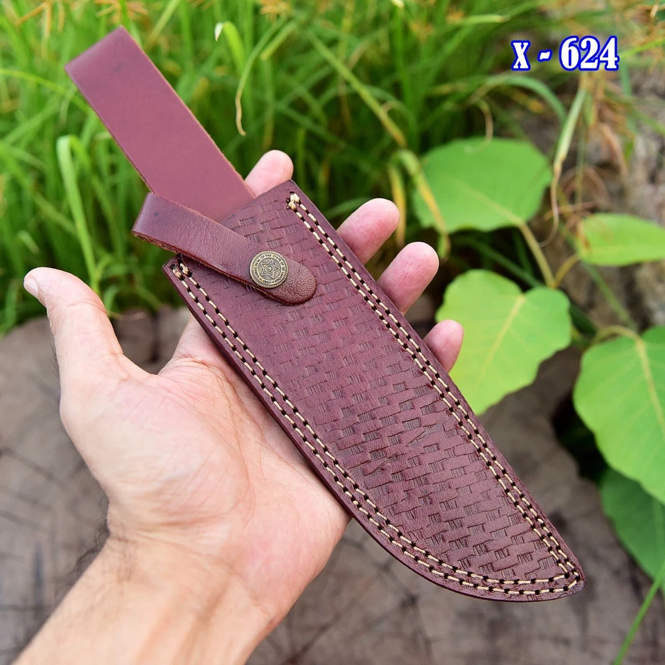 12' long Handmade Leather Sheath Fixed Blade Knife cover Fits Up To 7"—7.5” x624 - Image 4 of 4