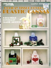 "Holiday Tissue Covers in Plastic Canvas"  1984 Leisure Arts Craft Leaflet  333