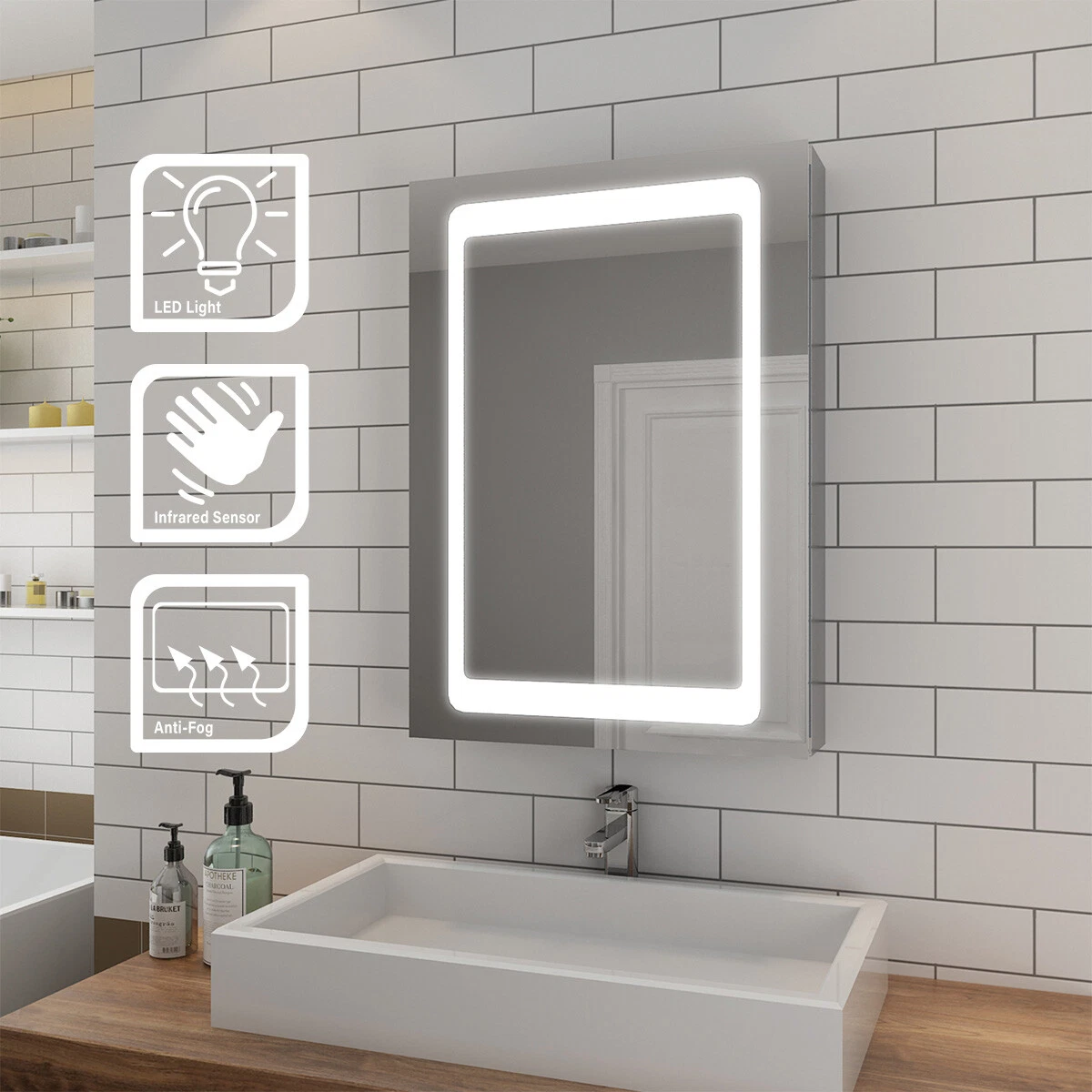 Anti fog bathroom mirror cheap cabinet