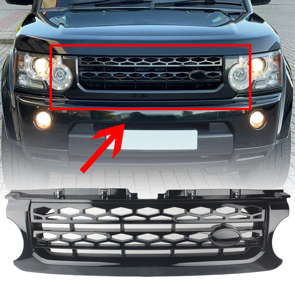 Front Grille Full Black Grill For Land Rover Discovery LR4 2010