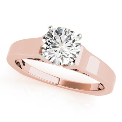 1.00 Ct Round Cut Lab Created Diamond Engagement Ring 14K Solid Rose Gold B