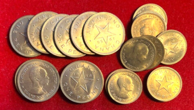 ##J30 Ghana; 10 Sets of 1/2 & 1 Penny 1958 (20 Coins) Dr. Kwame Nkrumah   Red BU