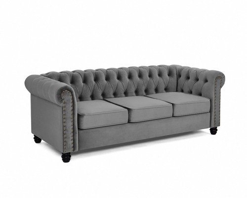 Chesterfield Velvet Sofa 3 2 Seater Couch Suite Tufted With Studded Arm New - Picture 16 of 64