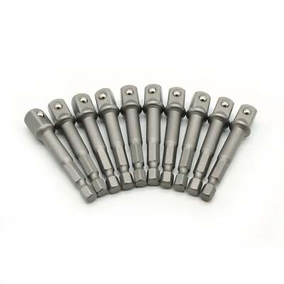 TMAX 10pc 1/4-3/8-1/2'' Power Socket Extension Adapter Bit Set for Impact Driver