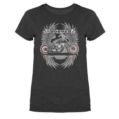 Bobber Motorcycle Bikers Eagle Wings Womens Graphic T-shirt