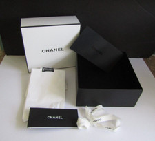 Authentic CHANEL Paris Empty Gift Box 8 3/4" x 8 3/4" x 4" Ribbon Tissue