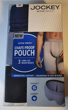 Men's Jockey Medium Chafe Proof Pouch Boxer Briefs 3 PK Long Leg Cotton Stretch