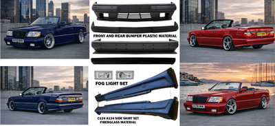 For Mercedes A124 C124 Coupe Cabriolet 87-96 Sport Full Body Kit Bumpers Skirt