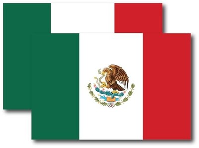 Magnet Me Up Mexico Flag Car Magnet 3x5'' 2 Pack Durable UV Vinyl Decals, US-Made