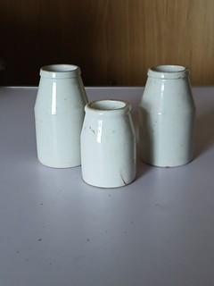 3 Old English Ironstone Stoneware Churn Shape Pots