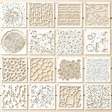 16PCS Geometric Stencils for Painting, Reusable Abstract Layering Stencils for C