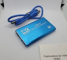 HDMI Video Capture 4K Ultra USB 3.0 Loop with Audio and Mic all Blue color.