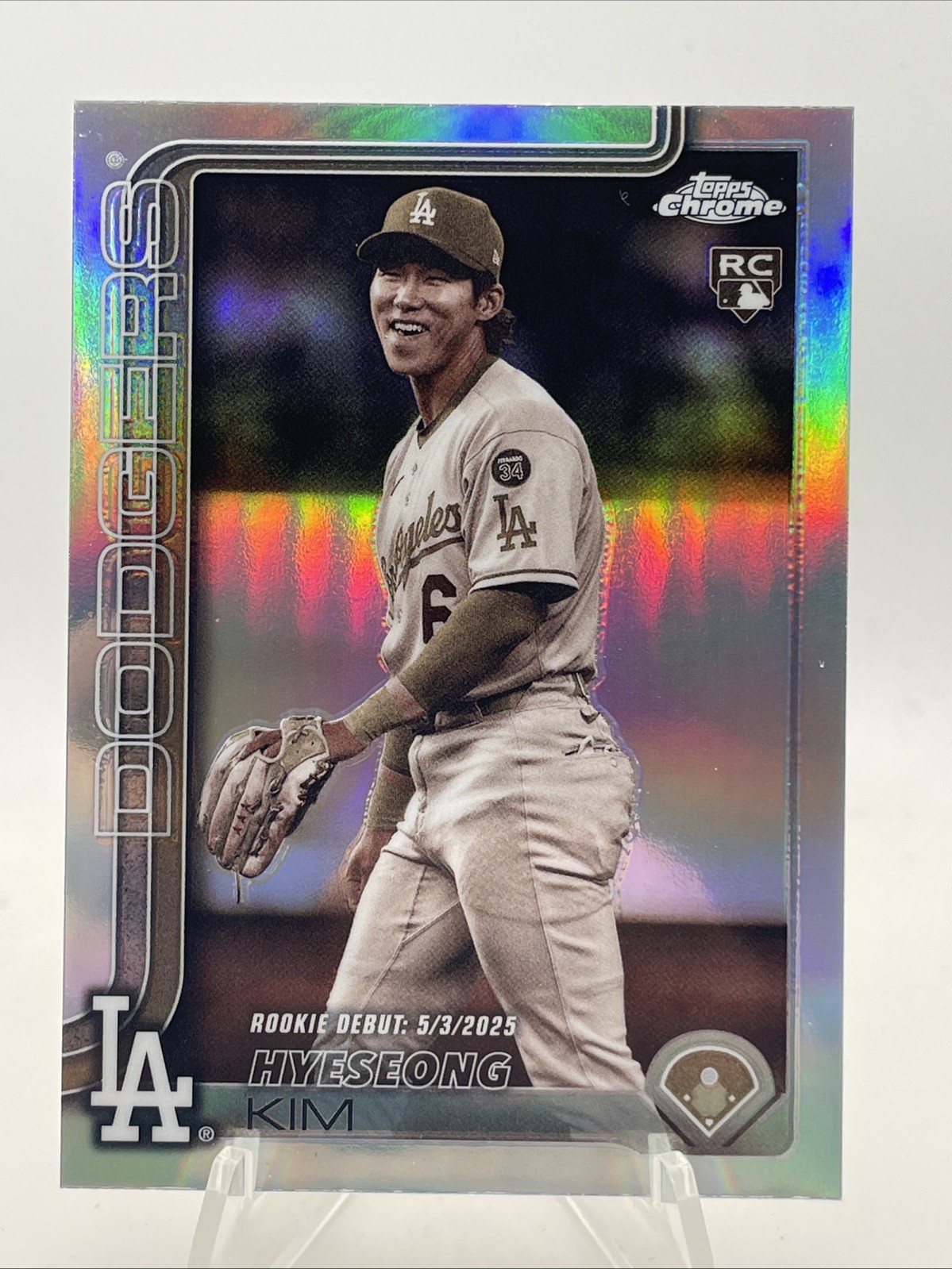 2025 Topps Chrome Update Hyeseong Kim RC Debut Sepia Refractor