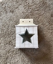 Stern Laterne | Holz mit Metall | 45x32cm | weiß | Windlicht