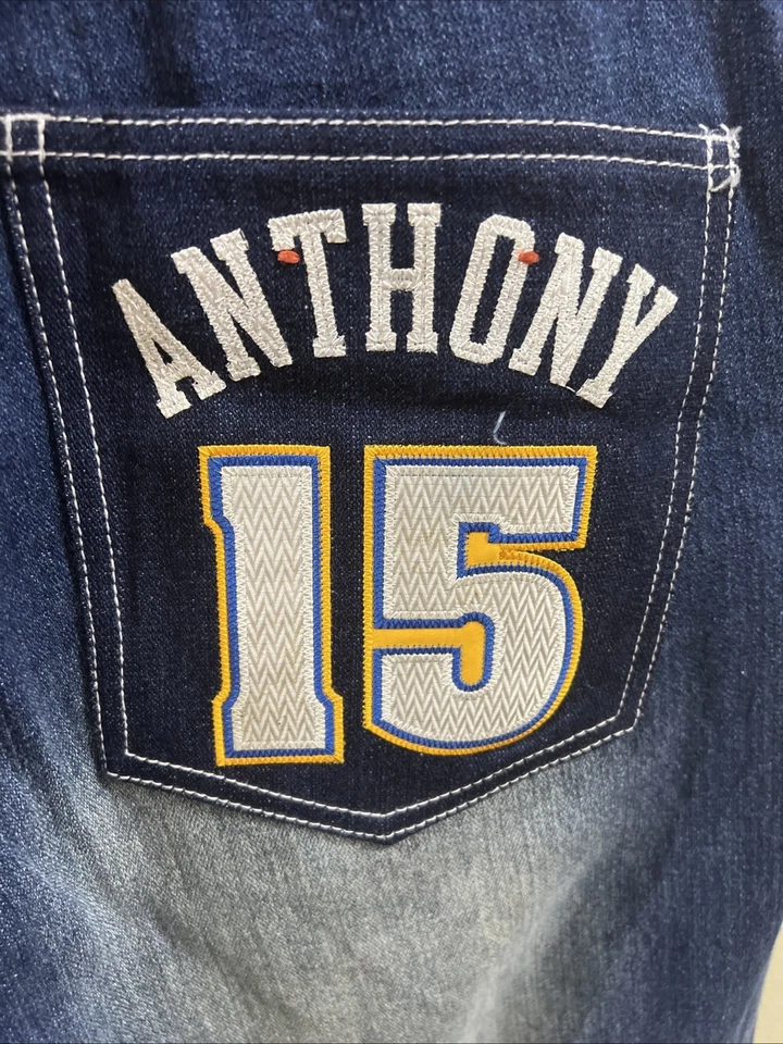 Pantalones de mezclilla UNK Carmelo Anthony Denver Nuggets #15 talla 36 holgados Y2K nuevos Foto 4 de 4