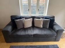 Manhattan 3 Seater Sofa Navy Blue Plush Fabric 1 Year Old No Damage