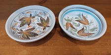Pair of vintage Denby small bowls, snack dishes, Glyn Colledge, 1950s, leaves