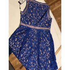 Adrianna Papell NWT Royal Blue Lace Fit & Flare Illusion Mesh Formal Dress Sz 10