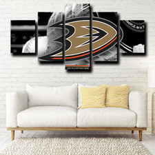 Anaheim Ducks Logo NHL Hockey Sports Team 5 Piece Panel Canvas Wall Art Decor