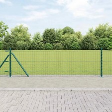 WALPLUS Fence with Posts Green 0.6x25 m Galvanised Steel Mesh Fencing Roll
