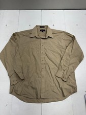 Marquis Solid Brown Long Sleeve Button Up Dress Shirt Mens Size XL