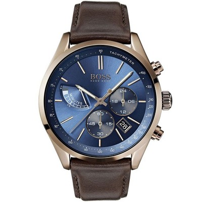 Hugo Boss Chronograph Watch 1513604   Blue Dial & Brown Leather Strap
