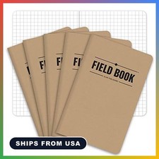 Field Notebook Pocket Journal Graph Grid Kraft Cover 3.5x5.5 Inch 5 Pack Outdoor