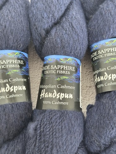 JADE SAPPHIRE CASHMERE HANDSPUN Yarn ~ Color-Deep Blue Sea ~ 50g/120yds - Picture 2 of 4