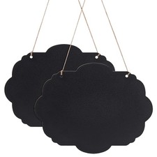 2sets Wooden Double Sided Hanging Chalkboard Signs Memo Message