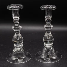 Steuben Art Glass Crystal Baluster Teardrop Candlestick 9" - 7792 Pair #2