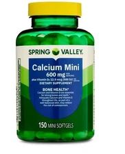 Spring Valley Calcium Plus Vitamin D3 Supplement 150 Mini Softgels