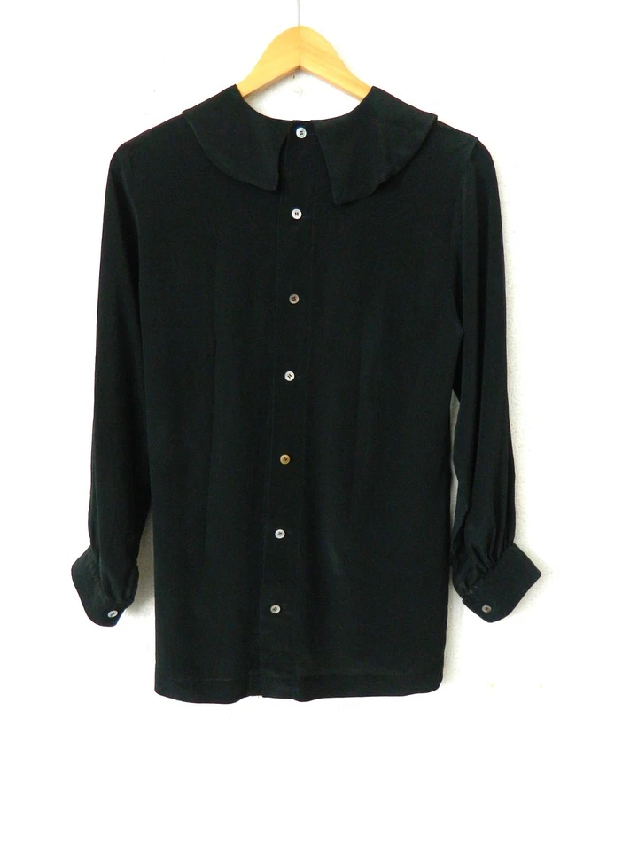 COMME des GARCONS ancienne adorable chemise soie col soufflé asymétrique  '87 - Photo 2/4