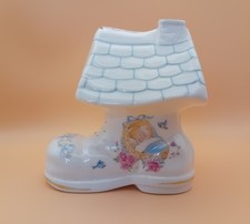 Polly Anna English Fine Bone China Boot House Piggy Bank - Christening Gift