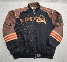 VINTAGE Popeye Jacket Mens XL Jeff Hamilton Design Cartoon Sailor Varsity 2006