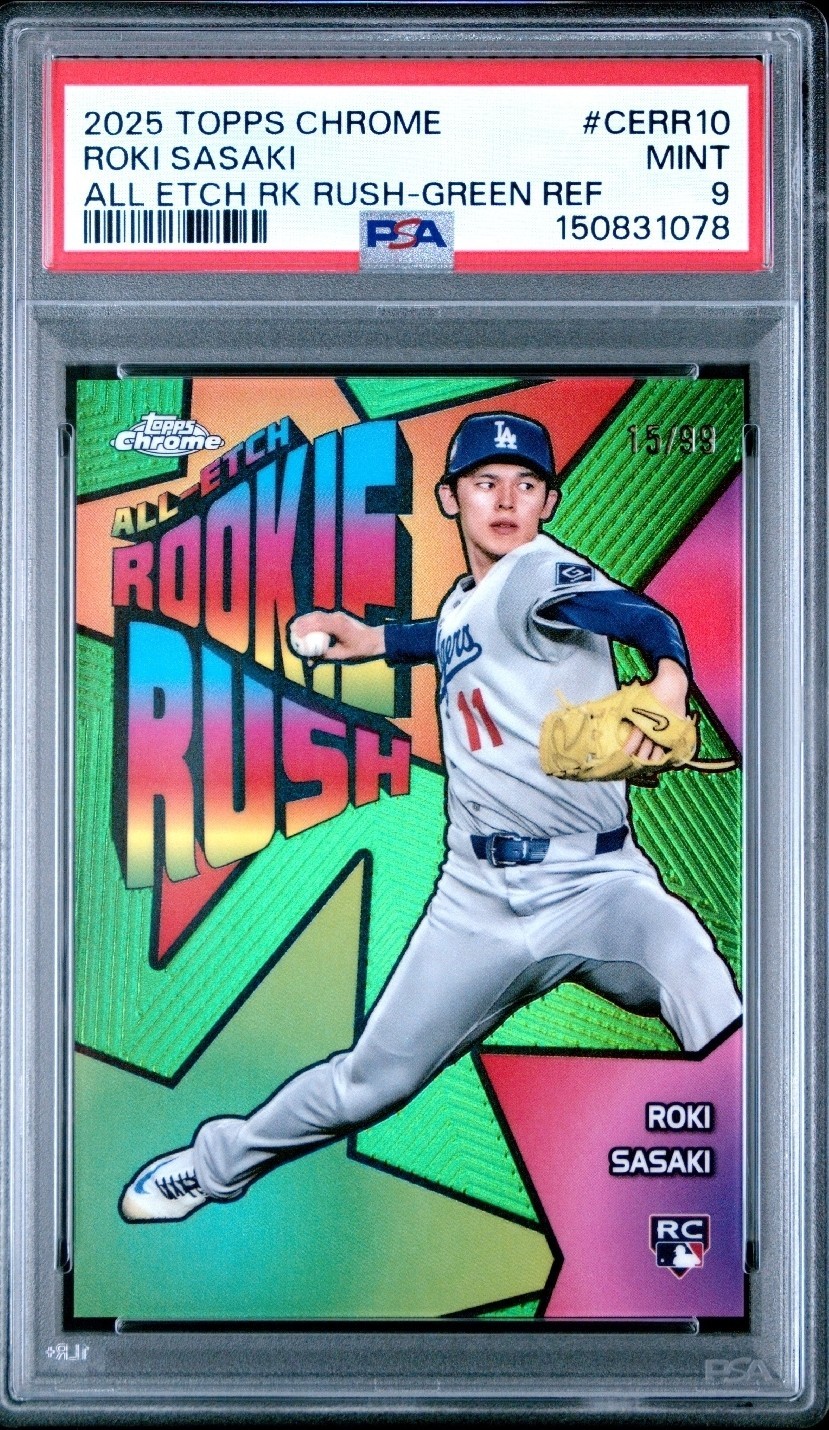 2025 Topps Chrome Roki Sasaki - All Etch Rookie Rush Green /99