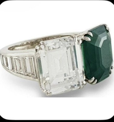 Sterling Silver Ring 925 Green Emerald Cut Twin Shop Today CZ ADASTRA JEWELRY