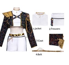 Kids Rumi Cosplay Costume Hunters KPop Singer Black Golden Outfit Halloween Gift