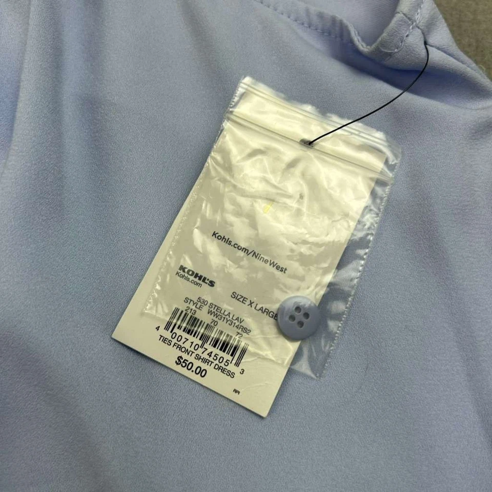 Vestido Nine West para mujer XL azul sin mangas cuello abotonado nuevo con etiquetas Foto 3 de 4