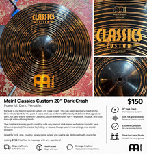 MEINL Classics Custom 20in Dark Crash Cymbal Bronze CC20DARC