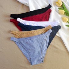 3pc Cotton Panties Mesh Underpants Solid Color Bikini Briefs Soft Lingerie