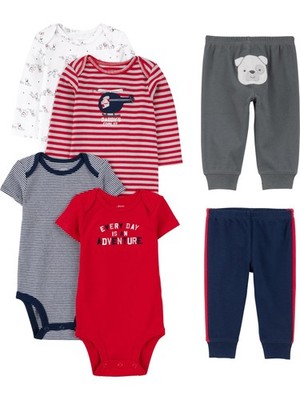 Baby Boys' 6-Piece Bodysuits (Short and Long Sleeve) and Pants Set, Multicolo...