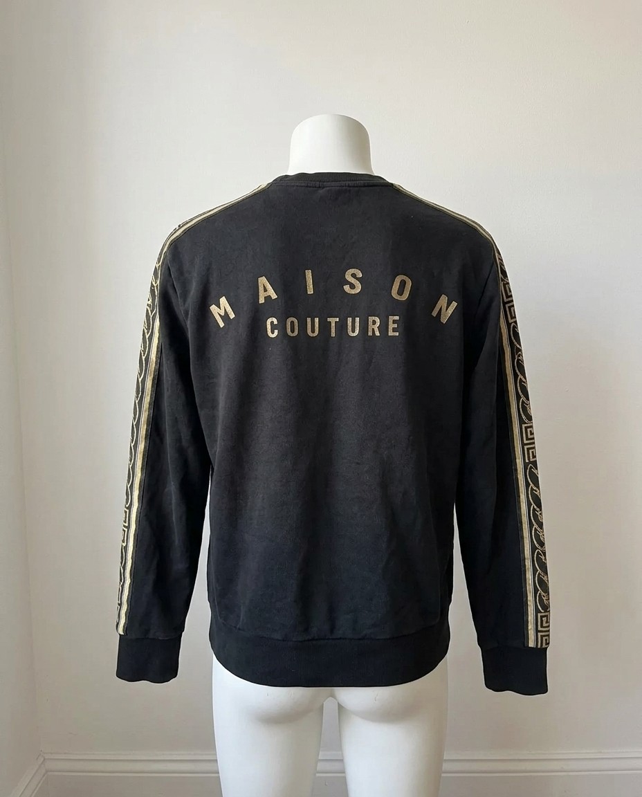 MAISON 9 PARIS FELPA GIROCOLLO (CREWNECK) UOMO TG.L NERO ORIGINALE