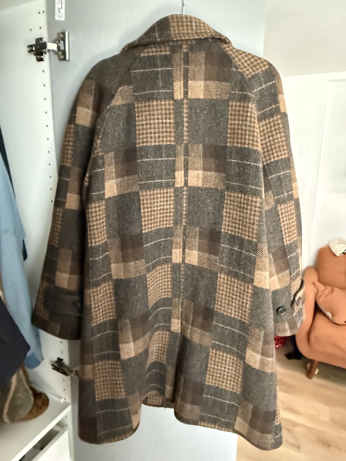 Corridor Brown Patchwork Wool Raglan Car Coat/Ove… - image 3