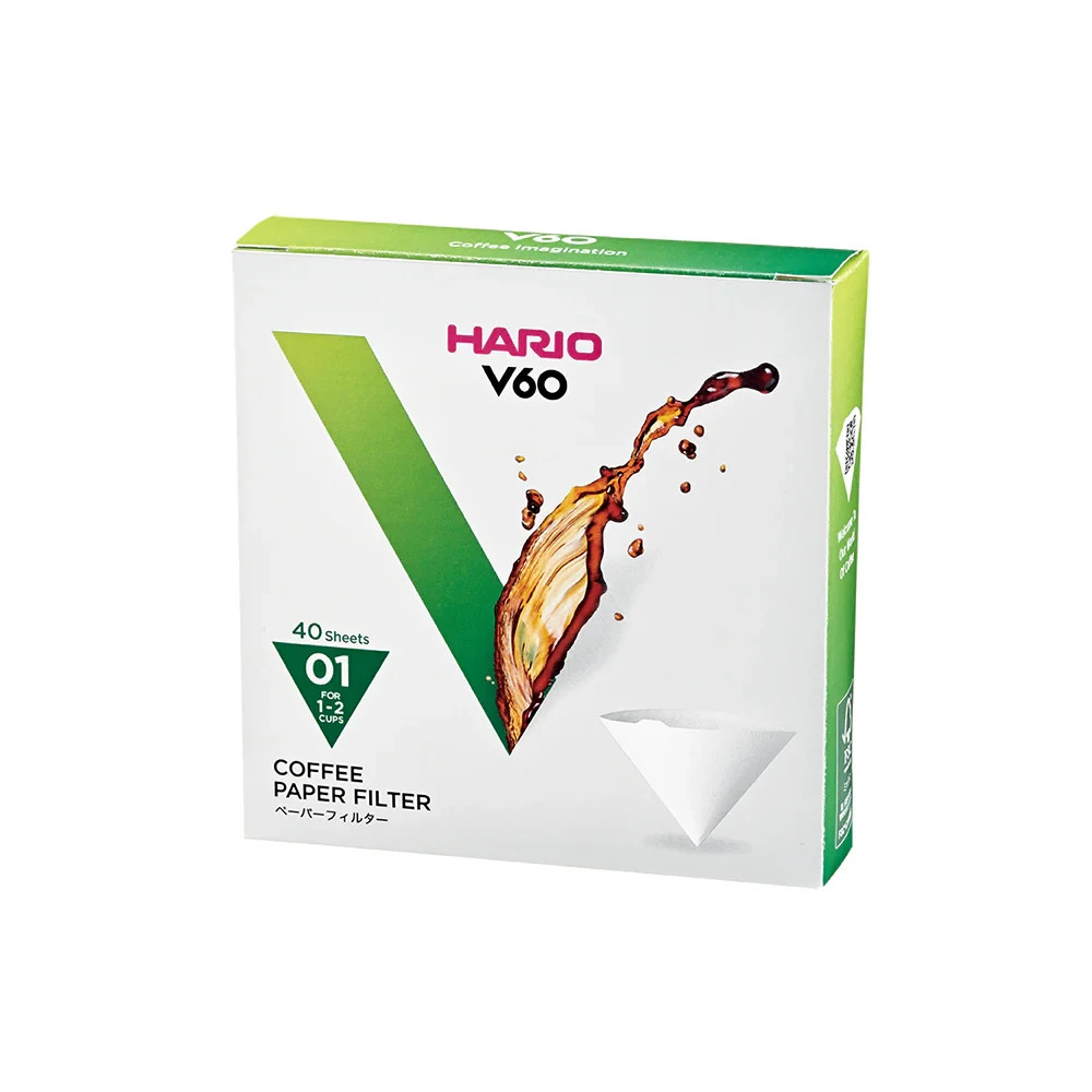Hario V60 Size 01 - 40 White Filters Coffee Dripper - Made In Japan (VCF-01-40W)