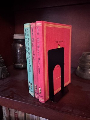 Metal Book Ends 4 Pack Heavy Duty Book Stopper for Books CDs Vinyl Shelf Organiz