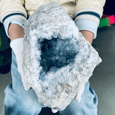 19.69LB NaturalBeautiful Blue Celestite Crystal Geode Cave Mineral Specim 8.95kg