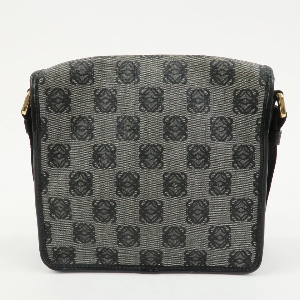 LOEWE Repeat Anagram PVC Leather Shoulder Bag Crossbody Bag Black Auth Used F/S - Image 2 of 4